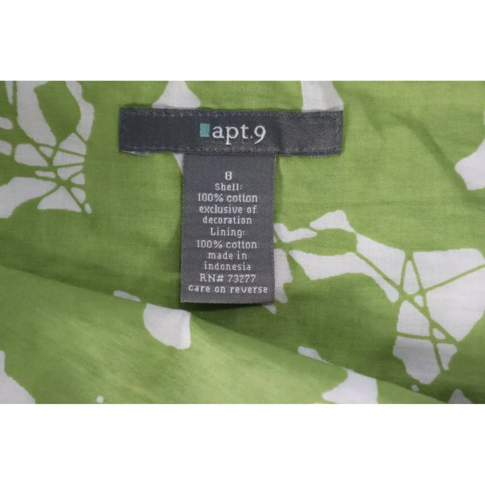 Apt 9‎ Women's Green & White Floral Print Skirt Size 8